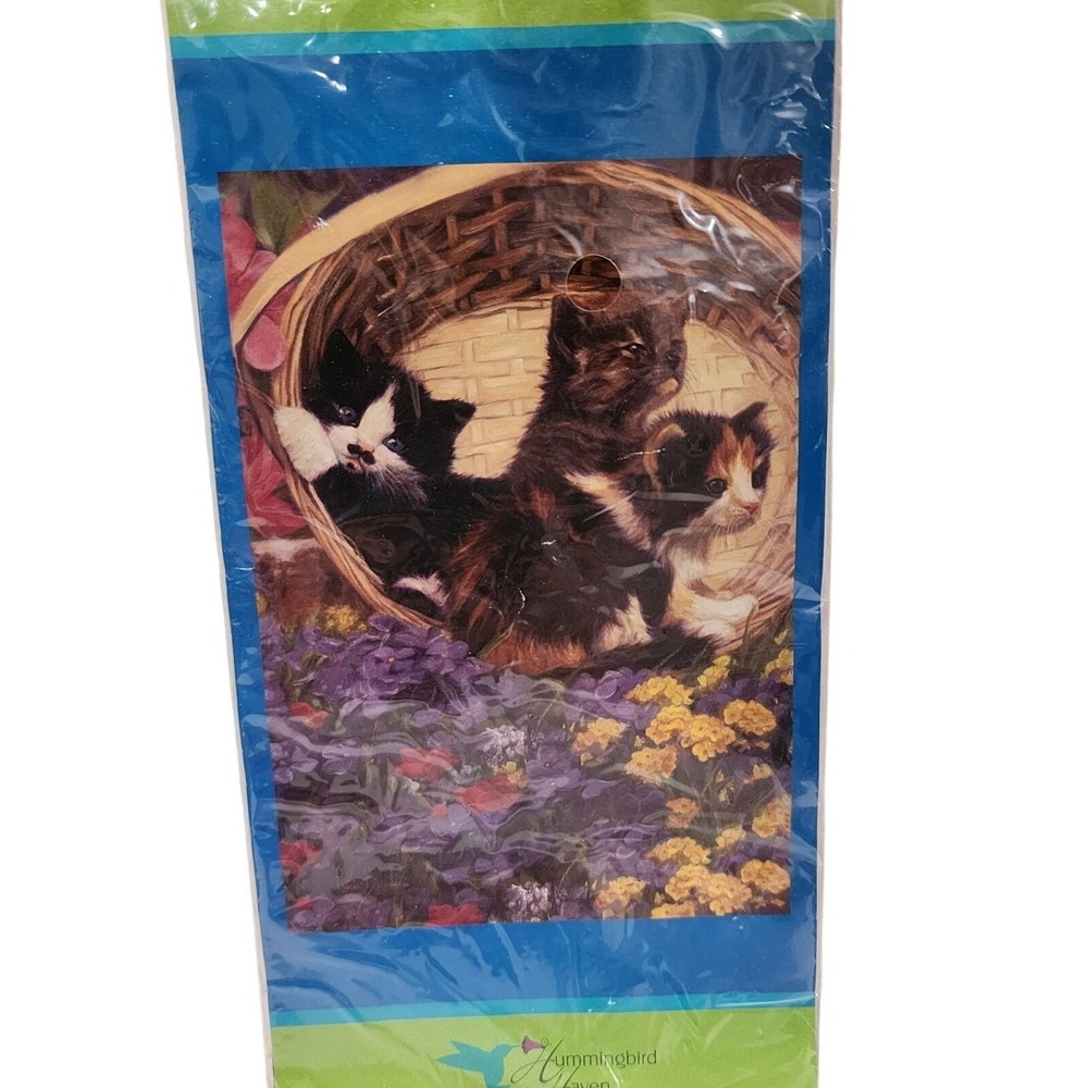 NIP Kitten Garden Flag Cats Flowers Spring Outdoor Decor Whimsical 12x18 Basket